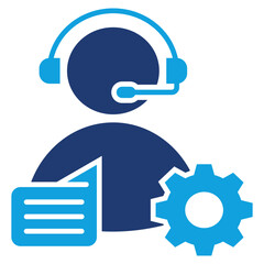 Customer Service Flat Blue Icon Vector Illustration
