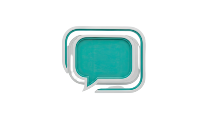 3D Layered Speech Bubble Icon with Teal and White Colors on transparent background