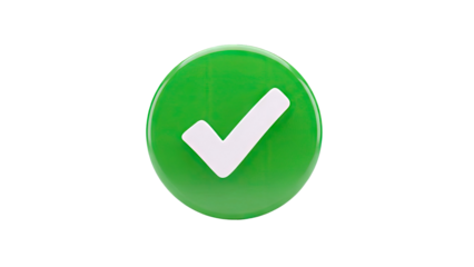 3D Green checkmark icon on transparent background