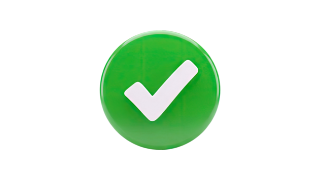 3D Green checkmark icon on transparent background - Powered by Adobe