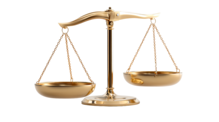A gleaming golden balance scale with one pan visibly lowered, symbolizing imbalance, legal disparity, or the pursuit of justice in financial or ethical matters for various presentations and