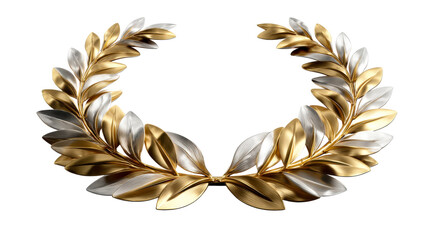 Elegant gold and silver laurel wreath symbolizing victory and achievement, perfect for award ceremonies, recognition events, and luxury branding materials