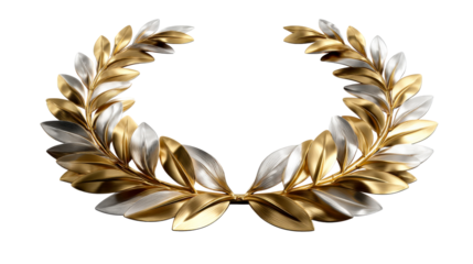 Elegant gold and silver laurel wreath symbolizing victory and achievement, perfect for award ceremonies, recognition events, and luxury branding materials