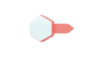 3D Hexagonal shape with arrow pointer on transparent background