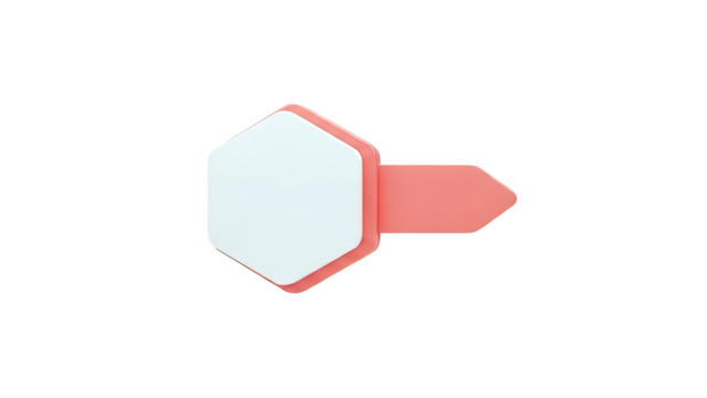 3D Hexagonal shape with arrow pointer on transparent background - Powered by Adobe