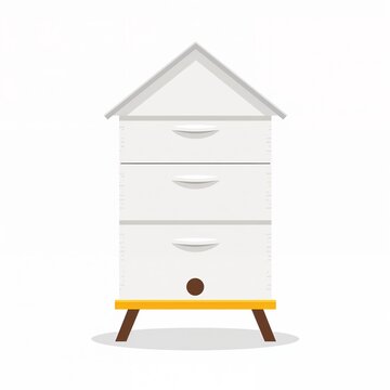 Modern langstroth beehive illustration with multiple supers and a distinct entrance