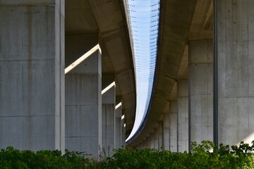 Scenery under the highway overpass.