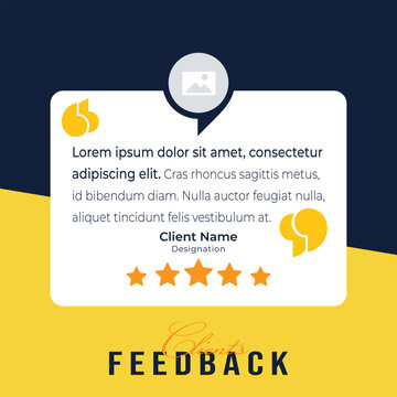 Client or customer review testimonial social media post. Customer or client service feedback review post design template