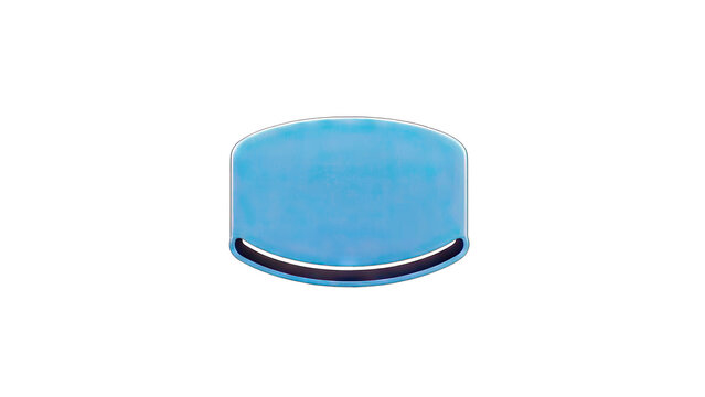 3D Blue rounded object with a curved black slot on transparent background