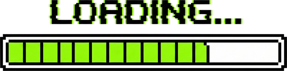 Pixel Art Loading Bar Progress Icon - Retro Digital Interface