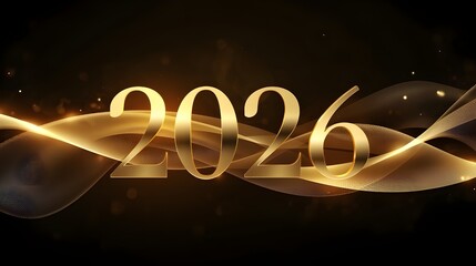 Elegant 2026 New Year Eve background with shimmering gold lights and bokeh.
