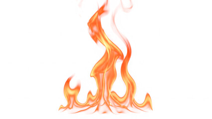 Luminous orange flame burning brightly and freely. transparent background