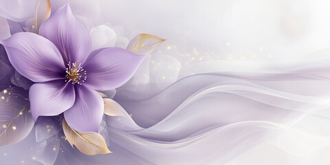 Elegant Purple Floral Background with Soft Flowing Waves