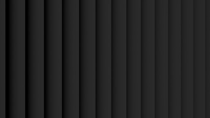3D render of black slats layered and receding from left to right, creating depth, perspective, and modern abstract architectural effect.