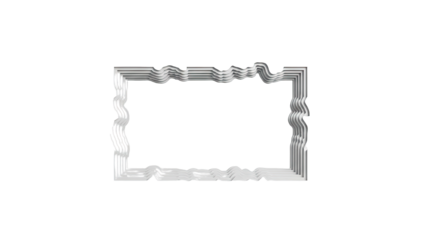 3D Abstract wavy layered rectangular frame on transparent background