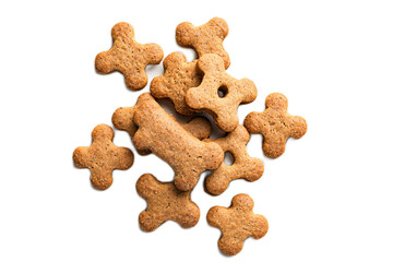 Fototapeta premium Fresh Baked Dog Treats on a White Background for Pets and Animals