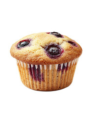 Delicious blueberry muffin with golden brown crumb and berries