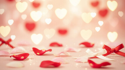 Soft Valentine Day love background with red hearts creating gentle romantic emotion and holiday atmosphere