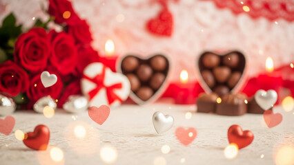 Festive Valentine Day love background featuring red hearts creating romantic emotion and seasonal promotional atmosphere