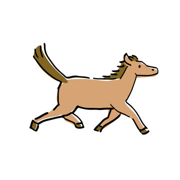 Perfect for 2026 Year of the Horse: Cute Running Horse Color Art for New Year Cards