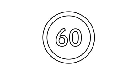 Speed Limit Sign 60 Icon Outline.