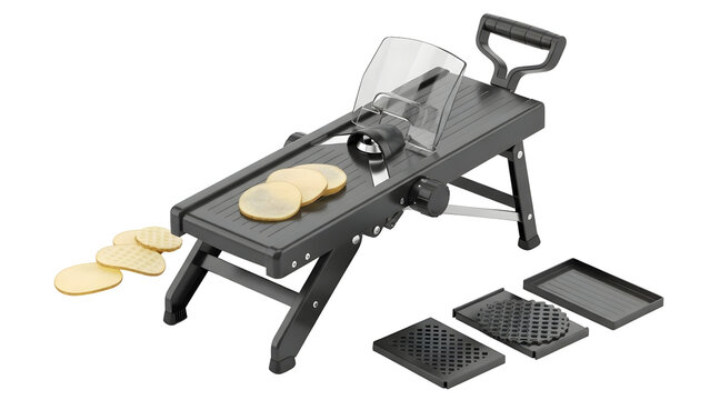 Mandoline slicer with interchangeable parts for slicing vegetables and fruits