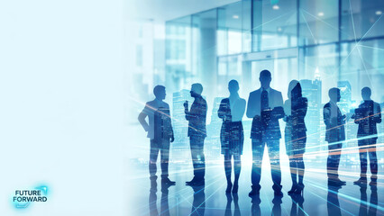 Modern Business Professionals in Futuristic Digital Environment