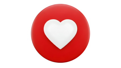 Red button with white heart icon