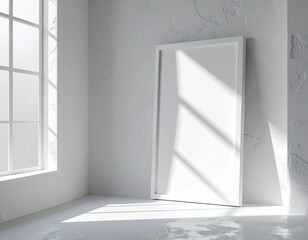 Fototapeta premium 3D frame in corner niche with geometric shadow play