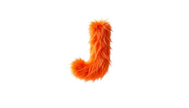 Monster Fur Alphabet Letter J Background Wallpaper, Vibrant Orange Faux Fur Character with Copy Space, Playful 3D Render for Design Projects