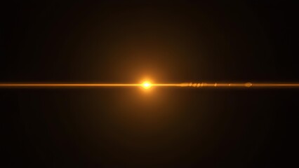 Dynamic golden lens flare effect streaking horizontally across a deep, dark void, creating an abstract and vibrant light beam ideal for digital backgrounds and overlay elements in creative designs
