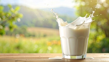 glass of milk on the table