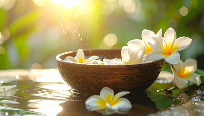 frangipani flower in bowl