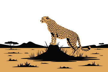 Cheetah Surveying the African Savanna, speed concept
