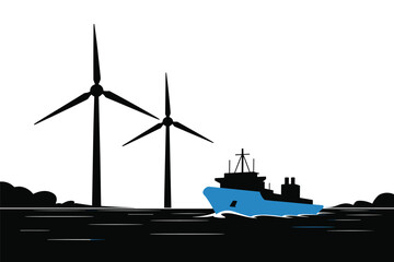 Offshore Wind Energy and Marine Transport, sustainable energy concept