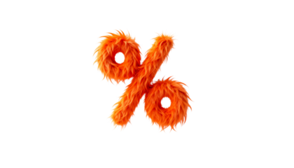 3D Render Wallpaper of a Fluffy Orange Monster Percentage Symbol with Copy Space, Perfect for Modern Design and Festive Concepts