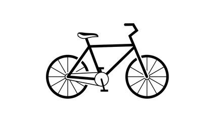 Minimalist black and white line drawing of a bicycle, representing transportation and fitness