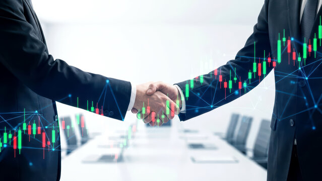 Business Partnership with Financial Technology Overlay - Powered by Adobe