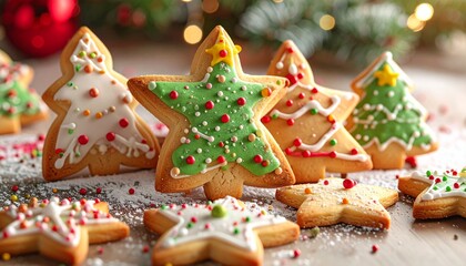 christmas cookies on a wooden table