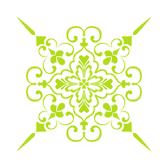 Green decorative flowers, mandala flowers.