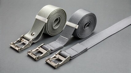 Gray nylon belt with metal buckle, modern style, durable material, back haul cost efficient, suitable for men and women fashion accessories