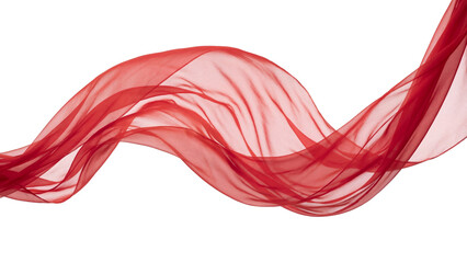 3D Rendering of Liquid Red Satin Wave Isolated on Transparent
