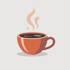 Obraz premium Minimalist vector of hot drink cup with steam, winter season, soft neutral colors