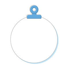 青クリップ付きの丸いメモ用紙のイラスト