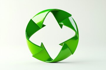 Obraz premium Green Recycle Symbol with Curved Arrows on a Clean Background
