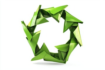 Green Origami Art Symbolizing Nature and Sustainability Concepts