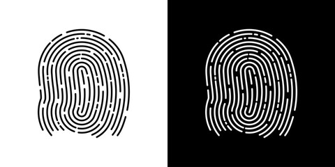 Fingerprint Scan in Black and White Line style . Concept of digital security, electronic scanning screen. Cyber ​​technology . Vector design minimal for your design