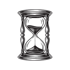 Classic Hourglass Illustration in Vintage Line Art Style