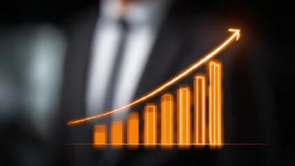 Ascending Financial Data: A glowing graph, rendered in vibrant orange, illustrates upward business growth, suggesting progress and success in the corporate sphere.