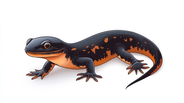 Colorful illustration of a newt isolated on a white background studio shot